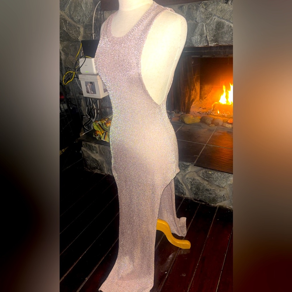 Rose Gold Knitted Double Split dress